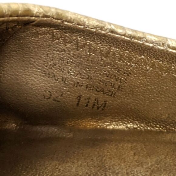 TORY BURCH Reva Gold Snakeskin Print Leather Ballet Flats 11 - Picture 8 of 11